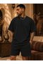 Black Oversize Shorts Set with Camel Figure Premium Cotton Printed T-Shirt & Shorts Combination – Streetwear Casual Sports Set - 4