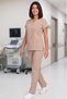 Women's V-Neck Bat Sleeve Stone, Smoked, Fuchsia, Khaki Green, Petrol Blue Lycra Belinda Scrubs Set - 7