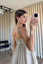 Mink Pleated Lined Strap Dress - 3
