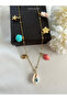 Steel Chain Evil Eye Bead Sea Shell Charm Necklace - 2