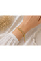 Gold Color Double Row Stone Women's Bracelet – Stainless Steel Adjustable Bracelet