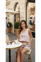 Botanical Print V-Neck Flowy Top & High-Waisted Shorts Set - 8
