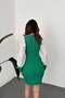 Women's Emerald Mini Dress, Crew Neck, Balloon Sleeves, Atlas Detail, Slim Fit - 5