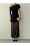 Women's Black One-Shoulder Tie-Detail Gathered Tulle Long Evening Dress - 3