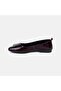 Women's Burgundy Crocodile Printed Square Toe Leather Ballerinas - 3