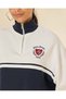 Senior Girls Ivory & Navy Colour Block Cropped Quarter-Zip Sweatshirt - 4