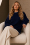 Sweater with Stitching Detail R4479 Navy Blue - 2