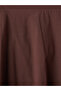 Brown Elastic Waist Poplin Flared Skirt - 6