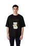Men's Oversize T-Shirt 100% Cotton Cat Printed Graphic Humor Design Relaxed Fit Casual Modern Stylish