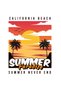 Women's Oversize Printed T-Shirt California Beach Sunset Palm Pattern Relaxed Fit Short Sleeve Round - 3