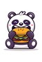 Children's Cartoon Panda Burger Printed Short Sleeve T-Shirt 100% Cotton Relaxed Fit Casual Modern Stylish - 3
