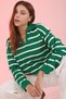 Women's 2 Pack Striped Polo Neck Long Sleeve V-Neck Knitwear Sweater Set Pink-Green Winter/Autumn - 2