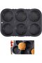 Silicone bread mold, high temperature resistant, 6 compartments, suitable for hamburgers, dark gray.