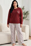 Patterned Embroidered Buttoned Cotton Lycra Large Size Oversized Knitted Pajama Set26240948 - 2
