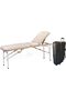 Portable Massage Bed 3 Folding 25Inch, Aluminium Salon Table with wheeled Carry Case, Tattoo Table Facial Bed Hold Up to 150Kg, Height Adjustable 66cm to 84cm, Weight 13kgs Only (Beige)