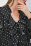 Women's Ruffle Detailed Long Sleeve Polka Dot Shirt 40031 - A.Black - 5