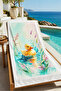 Pastel Watercolor Duckling Floral Patterned 70X150 Beach Towel - Digital Printed Bath Towel - 2