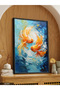 Orange Fishes One Piece Wooden Framed Painting - 2
