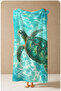 Photorealistic Sea Turtle Turquoise Water Pattern 70X150 Beach Towel - Cotton Bath Towel - 4