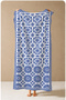 Bohemian Blue Mandala Tile Motif Patterned 70X150 Beach Towel - Digital Printed Fade-Resistant Bath Towel