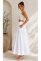 Women's White Cotton Poplin Lined Pinterest Maxi Long Skirt with Pockets - 2