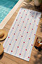 Pastel Blue Striped Mini Red Heart Patterned 70X150 Beach Towel - Digital Printed Bath Towel - 4