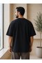 Unisex Oversize T-Shirt with Minimal Pattern Print, Cotton Crew Neck, Loose Fit T-Shirt - 4