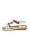 White Genuine Leather Rubber Band Soft Comfortable Sole Embroidered Women's Sandals B474 Z - 4