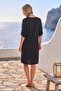 Black V-Neck 3/4 Sleeve Lined Brodelee Casual Cotton Woven Dress with Hidden Pockets 107 55 - 8