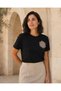 Women's Lace Embroidered Lycra Combed Cotton Short Sleeve T-Shirt - 8