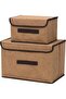 3pcs Blue Linen Foldable Storage Bins with Lids Kit, Large Collapsible Fabric Stroage Box, St