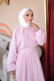 Pink Elastic Sleeve Blouse and Skirt Set - 4