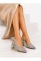 Women's Gold Comfortable Heel Stone Detailed Special Design Evening Dress Shoes - 4