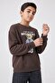 Boy's Teddy Bear Printed Crew Neck Sweatshirt