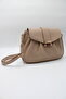 Women's Drawstring Detailed Metal Magnet and Zipper Closure Lined Crossbody Shoulder Bag