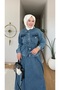 Women's Comfortable Denim Suit with Side Pockets, Tie-Up Waist, and Elastic Waist Skirt - 5