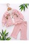 Baby Girl Stylish 3-Piece Cardigan Set with Mushroom Detail, Sweatshirt and Pants, 6-9-12-18-24 Months - 2