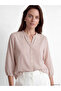Lcw Grace Red Striped Collar Striped Linen Blend Women's Shirt