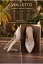 Women's Beige Patent Leather Elegant Stone Buckle Pointed Toe Heeled Evening Dress Shoes - 7