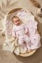 Rosa Pure 10-Piece 100% Cotton Embroidered Baby Girl Hospital Discharge Set - Powder Pink and Ecru Rose Detailed L - 2