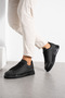 Albander Men's Black Lace-Up Thick Sole Minimal Basic Sneaker Sports Shoes - 2