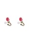 Elegant Tulip Flower Design Women's Earrings with Zircon Stone & Pearl Detail - 4