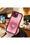 iPhone 14 Plus Compatible Pink Gradient Heart Spider Web Pattern Silicone Case - 2