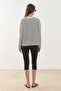 Striped Long Sleeve Cotton T-Shirt Black - 7
