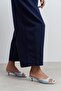Hazel Baby Blue Rustic Patterned Blunt Toe Women's Thin Heeled Slippers - 3