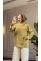 6403 - Stylish Comfortable Horizontal Button Detailed Woven Soft Fabric Women's Shirt - 4