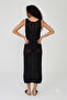 Women's Ecru V-Neck Lightly Textured Summer Strap Knit Dress - 8