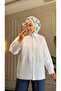 6470 - Stylish Comfortable Skirt and Sleeve Cuff Pattern Detailed Woven Soft Fabric Women's Poplin Shirt - 4