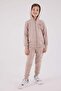Boy's Hooded Back-Printed Zippered Tracksuit Set 2-8 Years Beige - 3