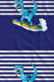 Navy Blue White Striped Tropical Crocodile Patterned 70X150 Beach Towel - Digital Printed Fade-Resistant Bath Towel - 2